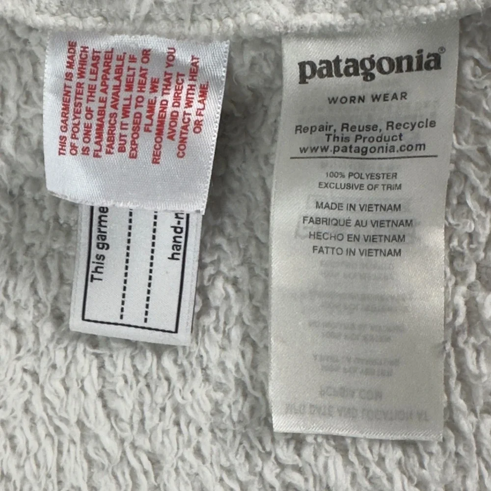 Patagonia Baby Hi‎ Loft Fleece Jacket 3T Hooded Bear Ears Cream Full Zip